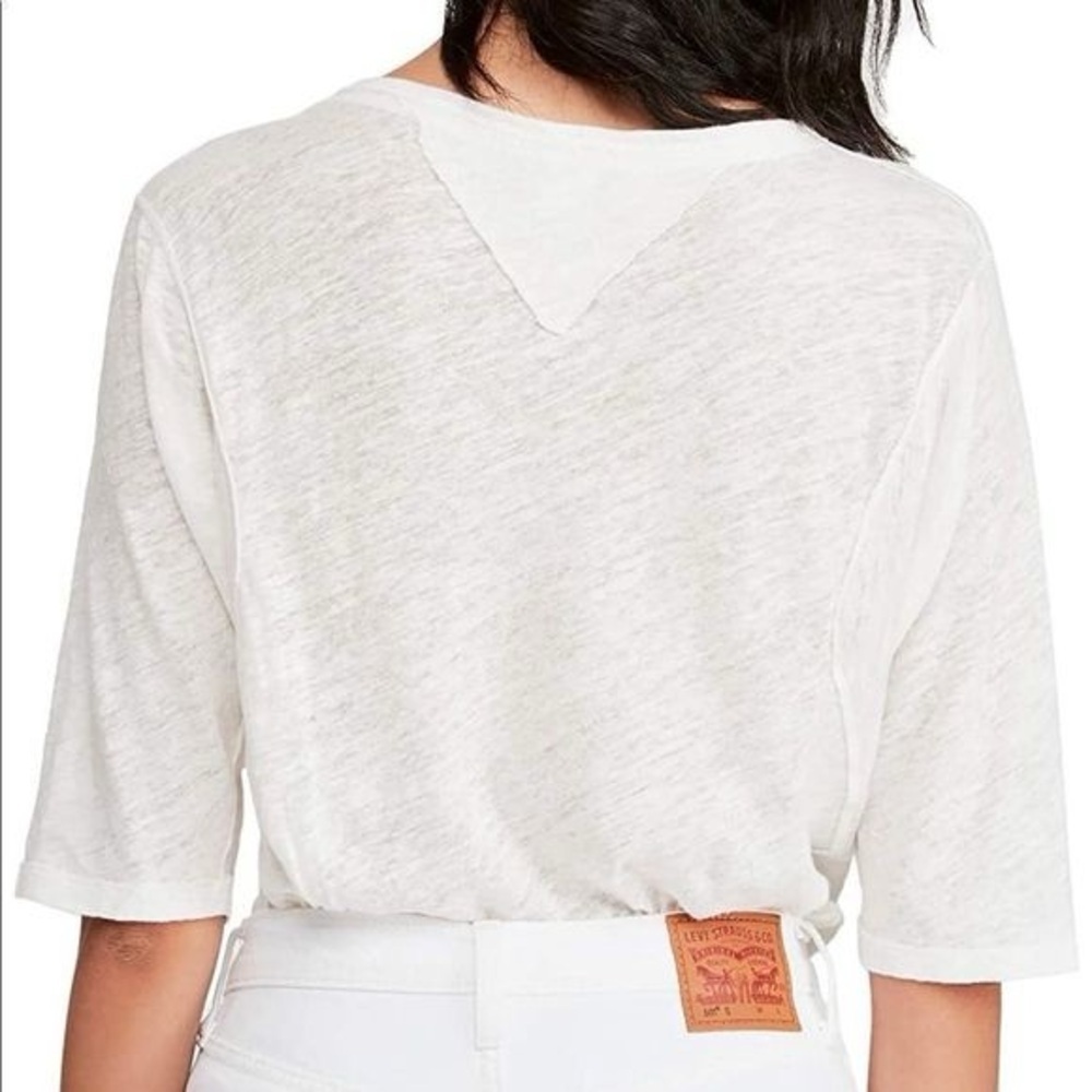 Free People We The Free Head In The Clouds Top Womens Large Washed Stripe White - Picture 2 of 12